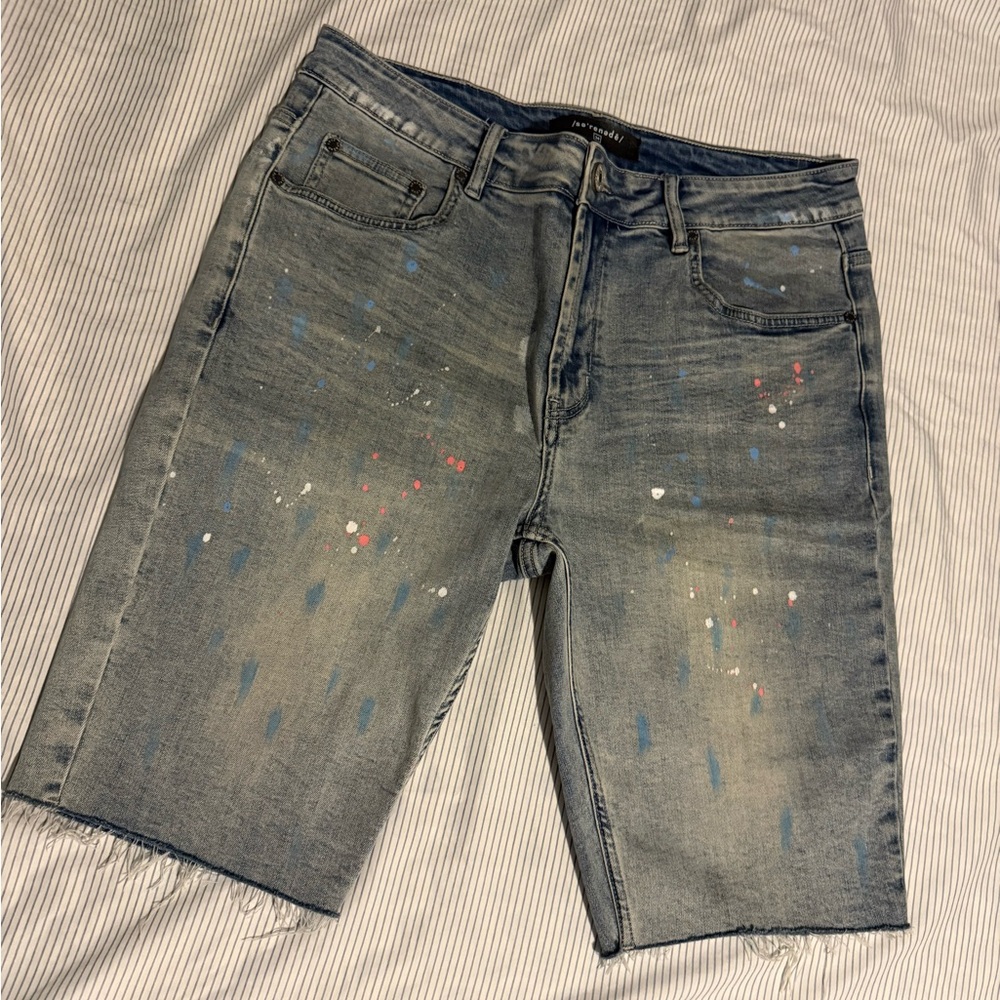 Serenede Paint Splatter Denim Shorts